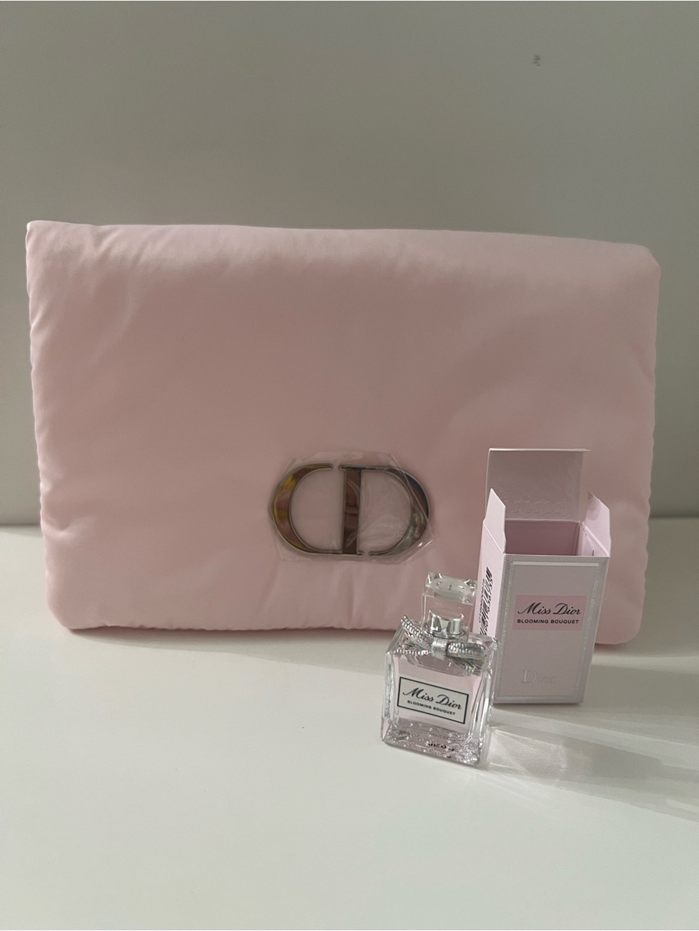 Dior New light Pink Quilted CD makeup bag plus mini.
